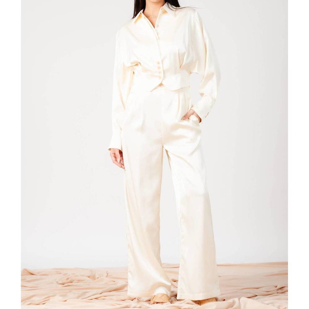 NEW LUCCA satin trouser in ivory